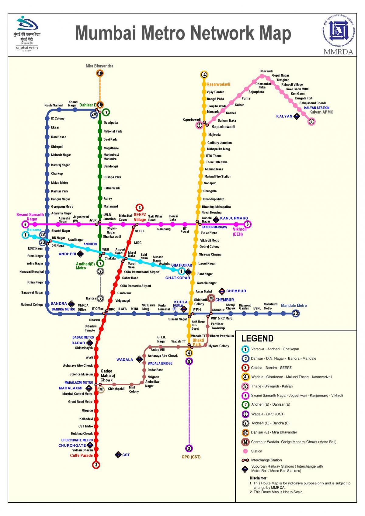 Metro Mumbai peta laluan