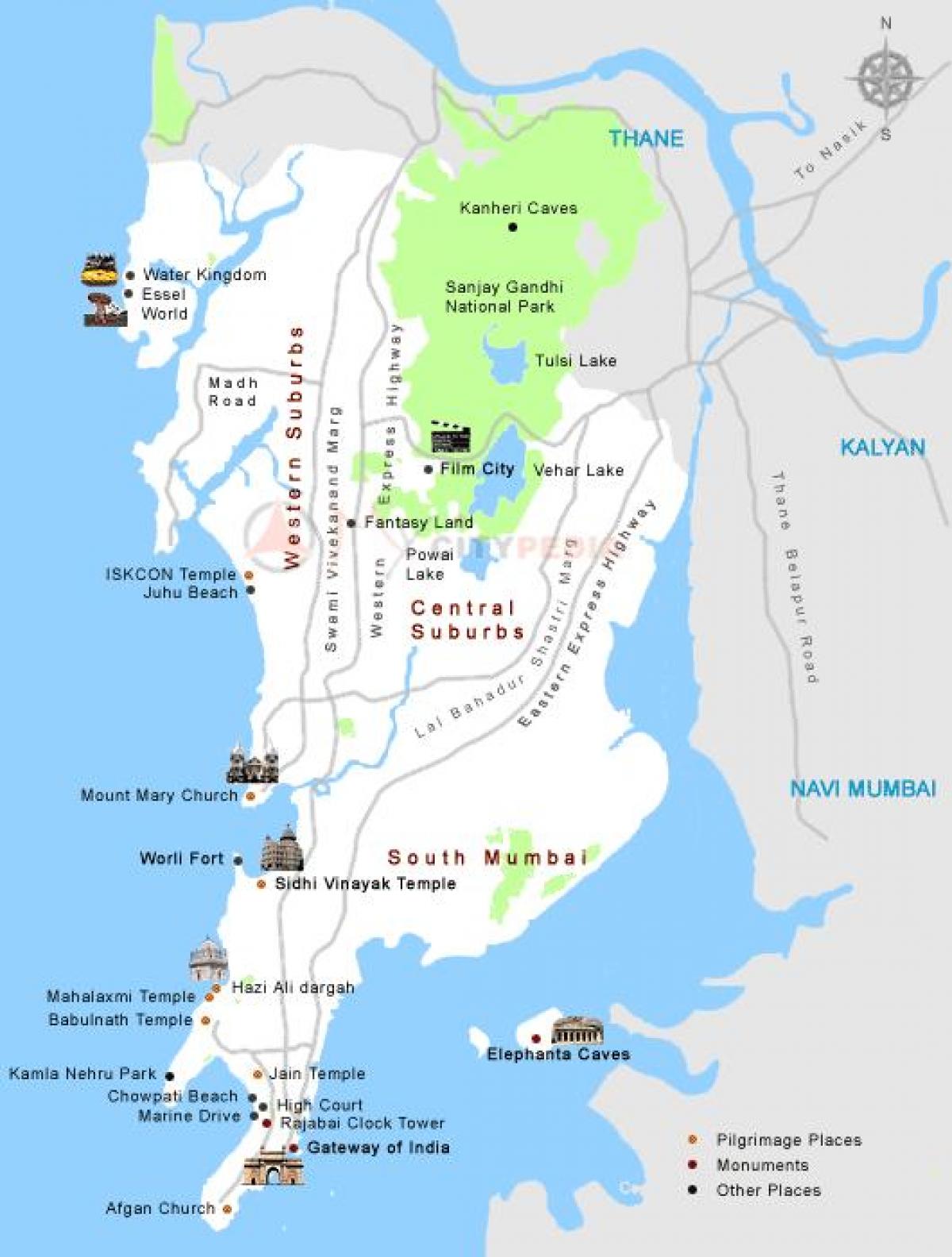 peta pelancong tempat Mumbai