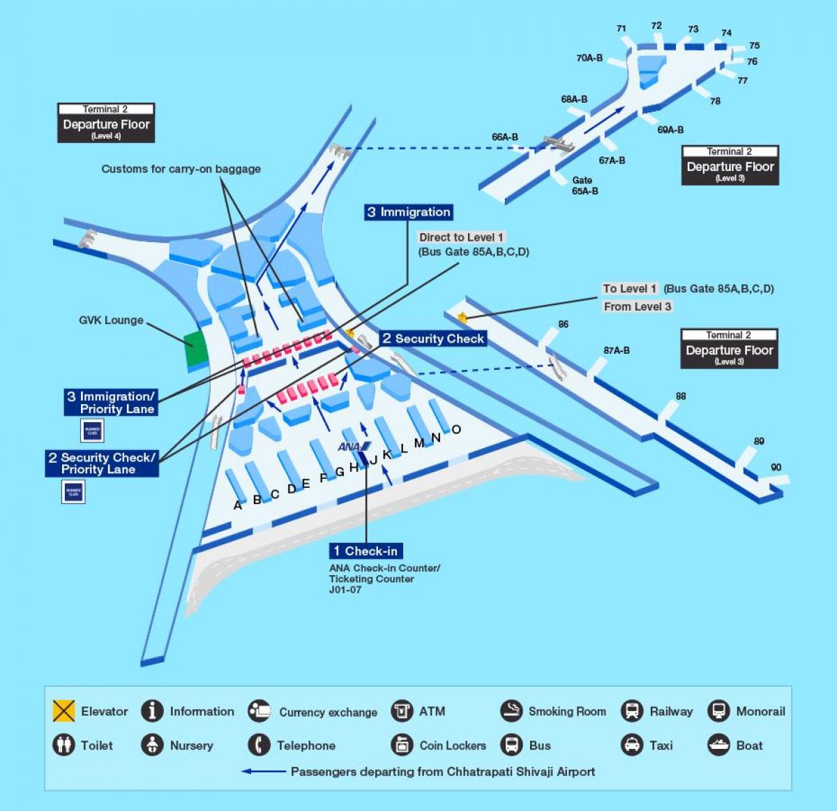 Mumbai international terminal lapangan terbang 2 peta